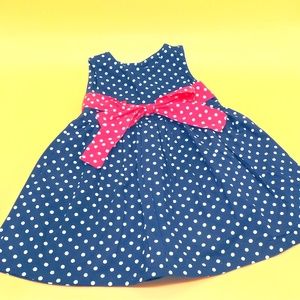 Navy Polka Dot Girls Dress